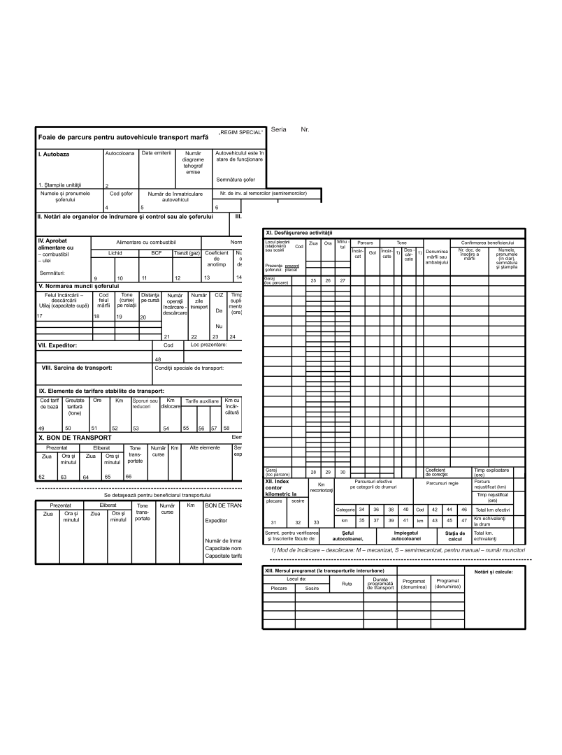 FOAIE DE PARCURS MARFĂ TRANSPORT NAȚIONAL